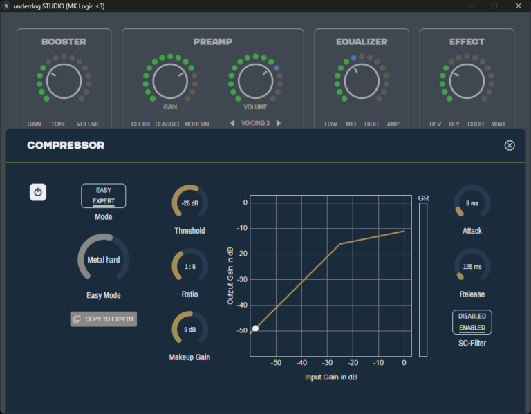 zeigt die underdog STUDIO compressor Ansicht